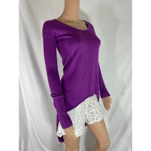 Marciano Women's Sweater Pullover Tunic Purple Wool Long Sleeves Round Neck XS - Picture 4 of 12
